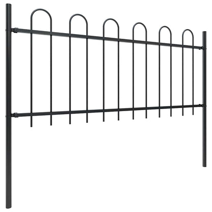 vidaXL Clôture de jardin en acier avec arche 892,5 x 80 cm Noir