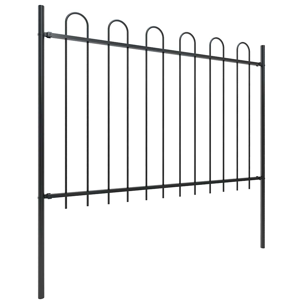 vidaXL Clôture de jardin avec arche en acier 1248 x 120 cm Noir