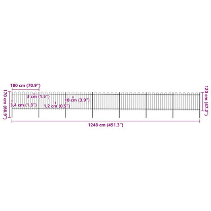 vidaXL Clôture de jardin avec arche en acier 1248 x 120 cm Noir
