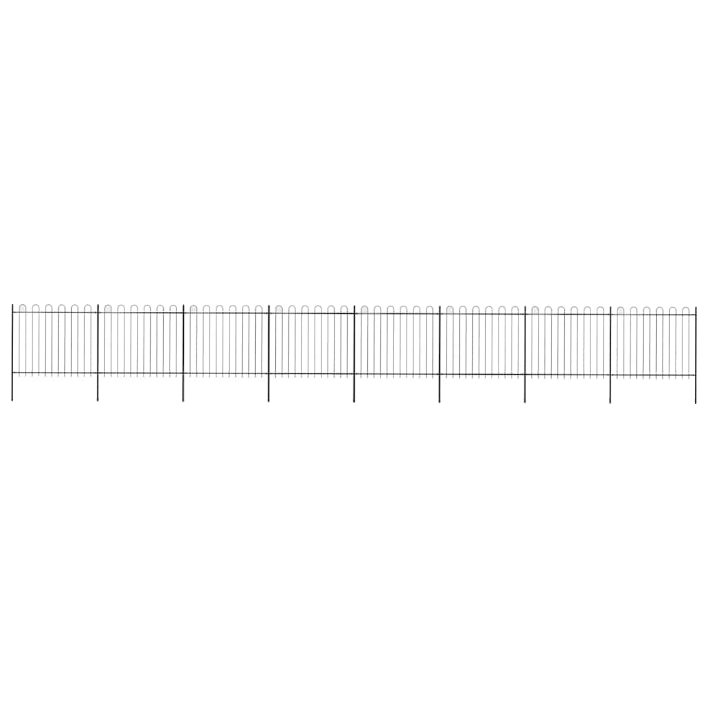 vidaXL Gartenzaun mit Rundbogen Stahl 1426 x 150 cm Schwarz