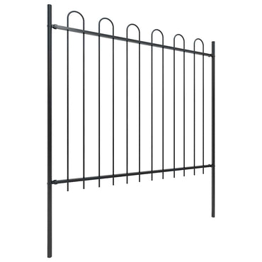 vidaXL Gartenzaun mit Rundbogen Stahl 1781,5 x 150 cm Schwarz