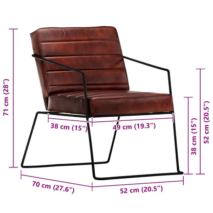 vidaXL Sessel Dunkelbraun Echtleder