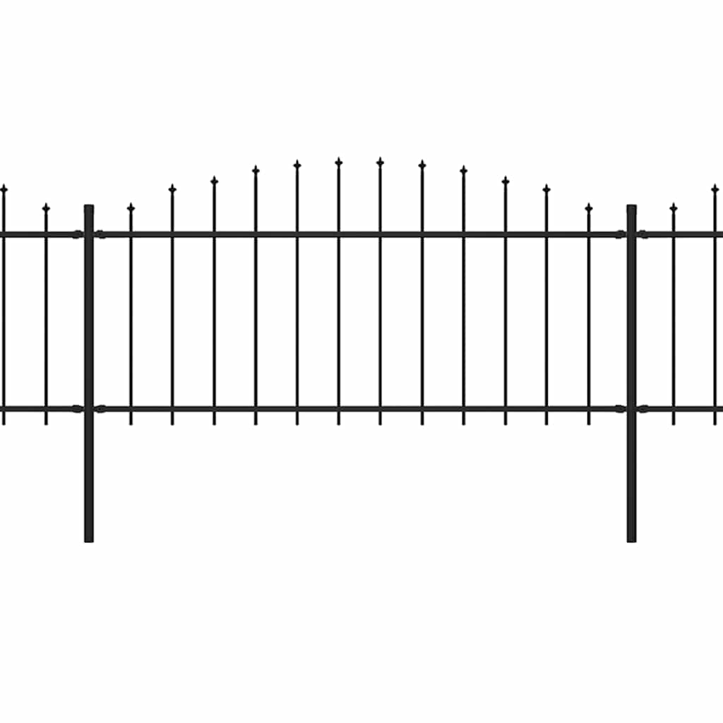 vidaXL Clôture de jardin en acier à lances (0,5 - 0,75) x 3,4 m Noir