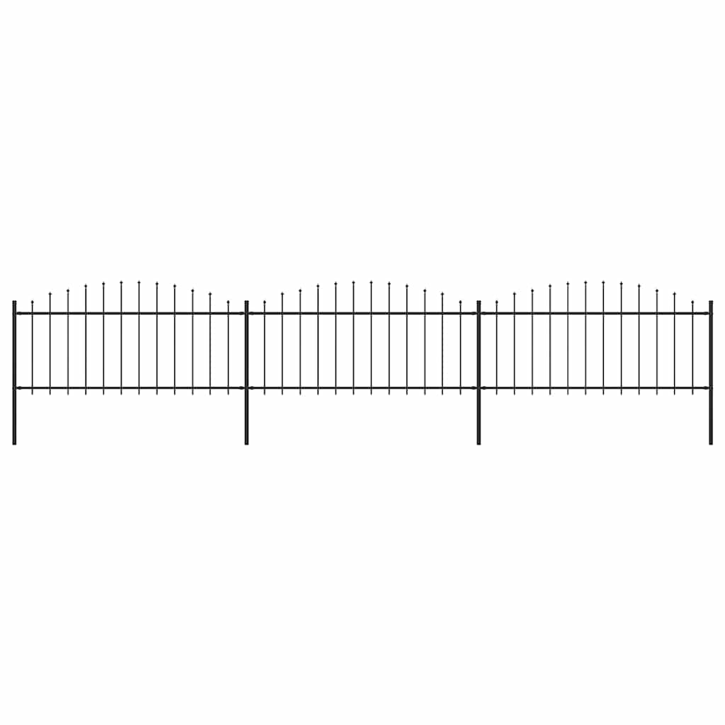 vidaXL Clôture de jardin avec fers de lance Acier 537 x 75 cm Noir