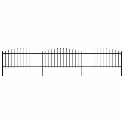 vidaXL Clôture de jardin avec fers de lance Acier 537 x 75 cm Noir