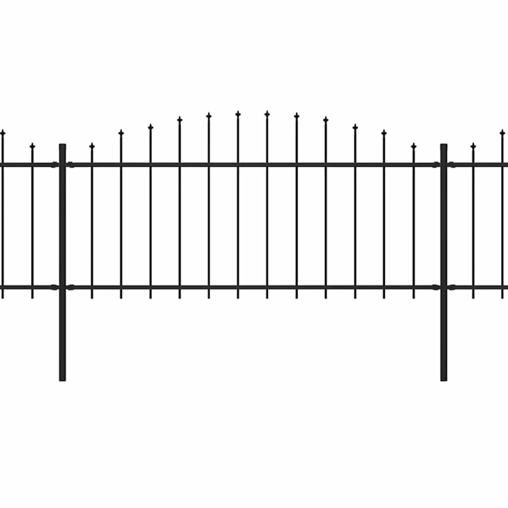vidaXL Clôture de jardin avec fers de lance Acier 537 x 75 cm Noir