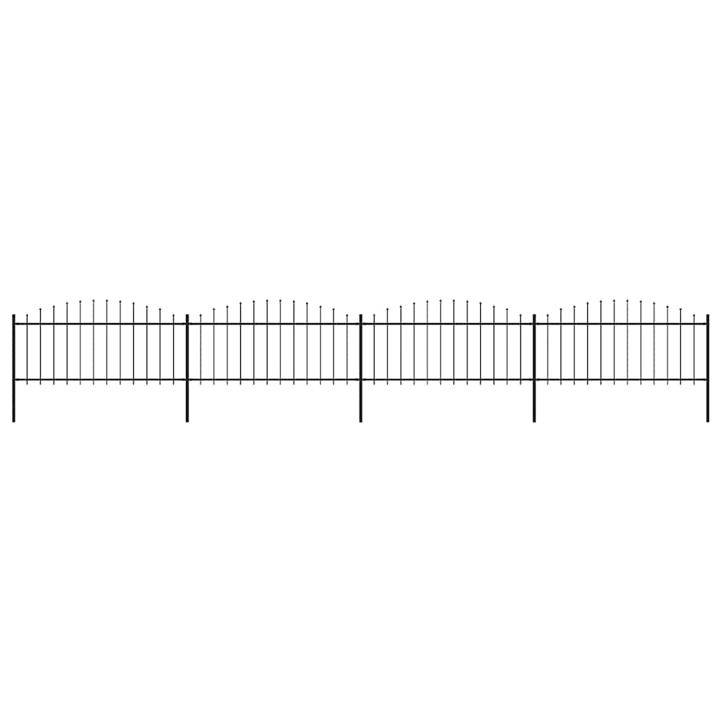 vidaXL Clôture de jardin avec pointes en fer forgé Acier 714,5 x 75 cm Noir