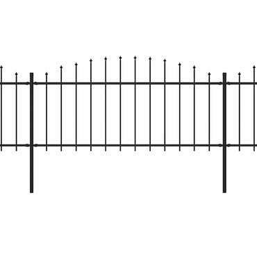 vidaXL Clôture de jardin avec fer de lance Acier 1070 x 75 cm Noir