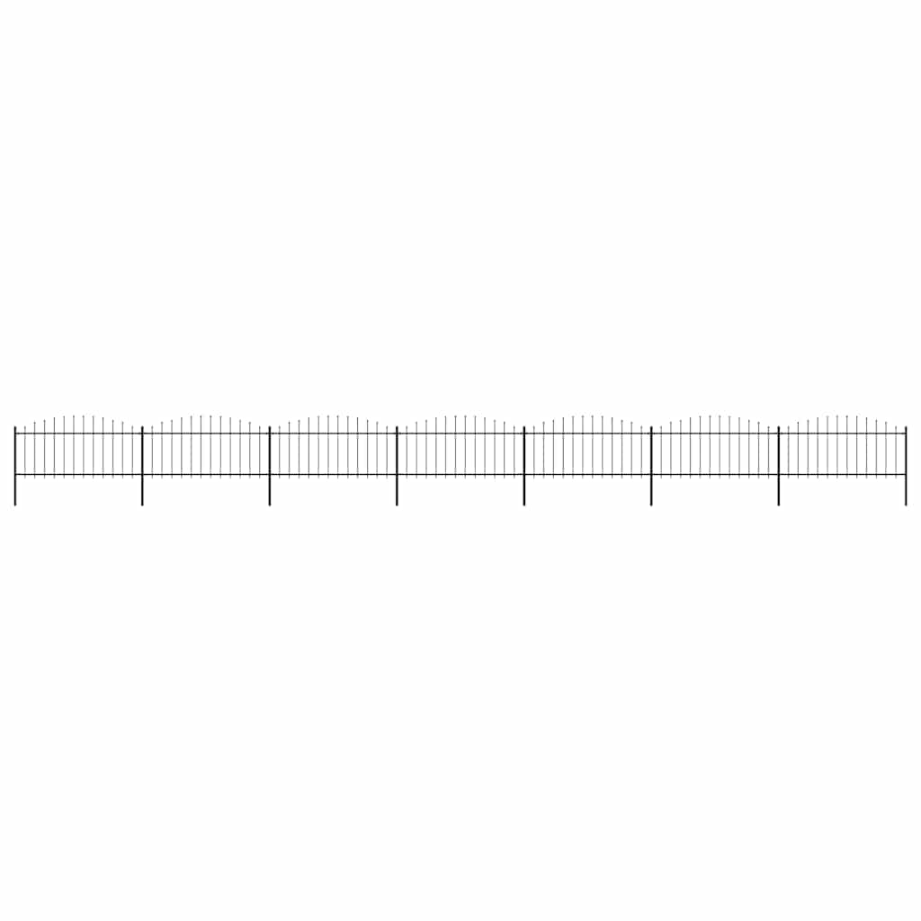 vidaXL Clôture de jardin en acier avec pointes (0,5 - 0,75) x 11,9 m Noir