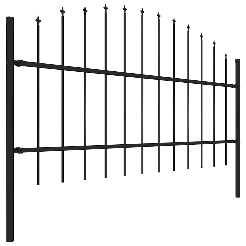 vidaXL Clôture de jardin avec fers de lance Acier 892,5 x 100 cm Noir