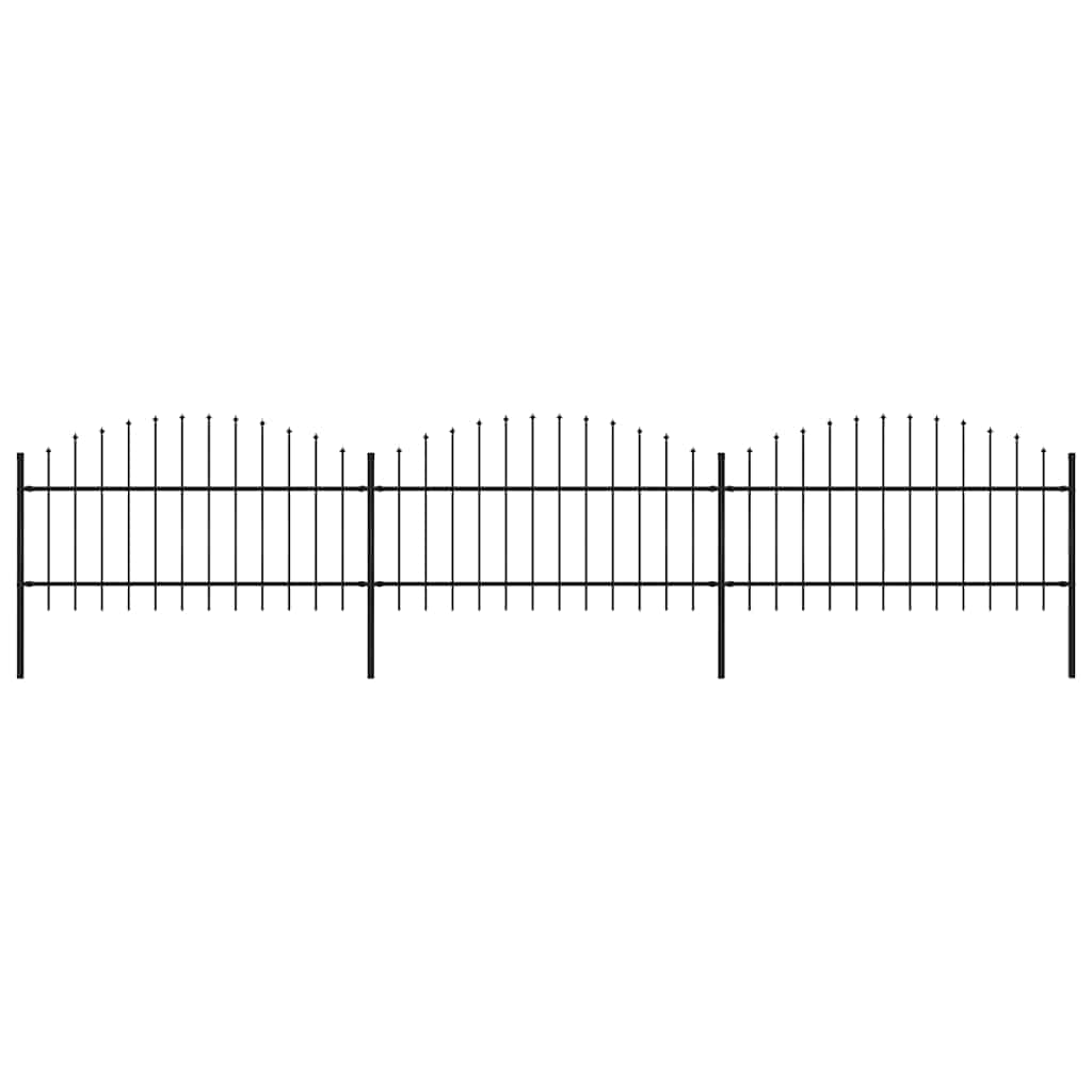 vidaXL Clôture de jardin avec fers de lance Acier 537 x 125 cm Noir