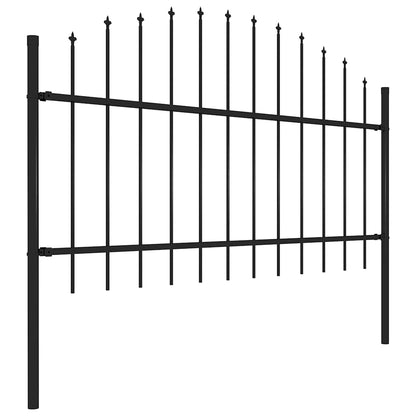 vidaXL Clôture de jardin avec fers de lance Acier 537 x 125 cm Noir