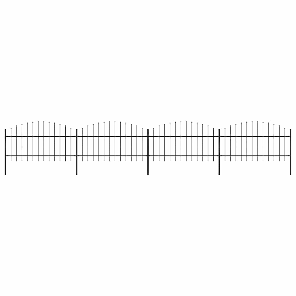 vidaXL Gartenzaun mit Speerspitze Stahl 714,5 x 125 cm Schwarz