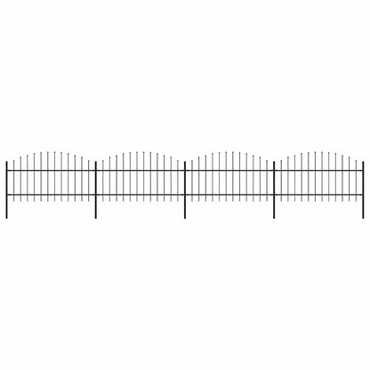 vidaXL Gartenzaun mit Speerspitze Stahl 714,5 x 125 cm Schwarz