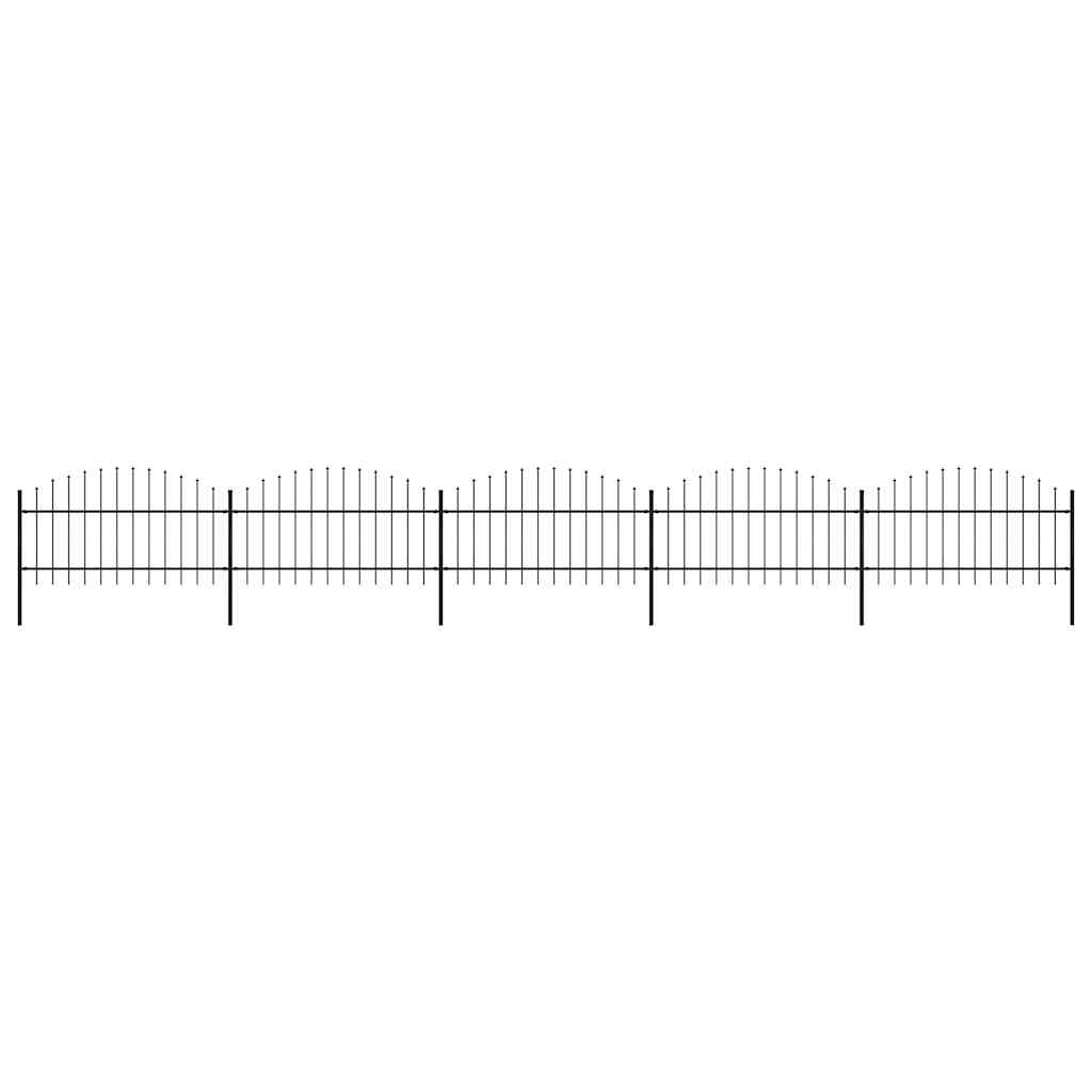 vidaXL Gartenzaun mit Speerspitze Stahl 892,5 x 125 cm Schwarz