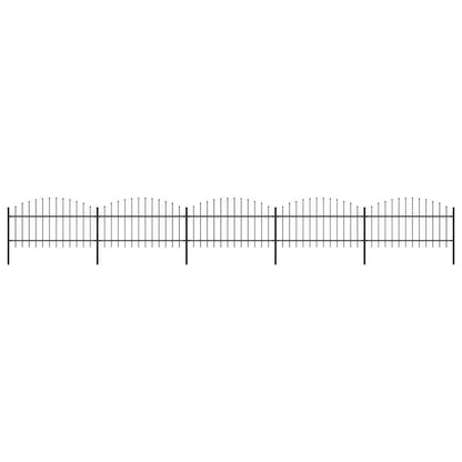 vidaXL Gartenzaun mit Speerspitze Stahl 892,5 x 125 cm Schwarz