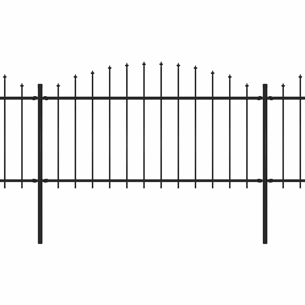 vidaXL Gartenzaun mit Speerspitze Stahl 714,5 x 150 cm Schwarz