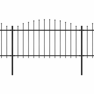 vidaXL Gartenzaun mit Speerspitze Stahl 714,5 x 150 cm Schwarz