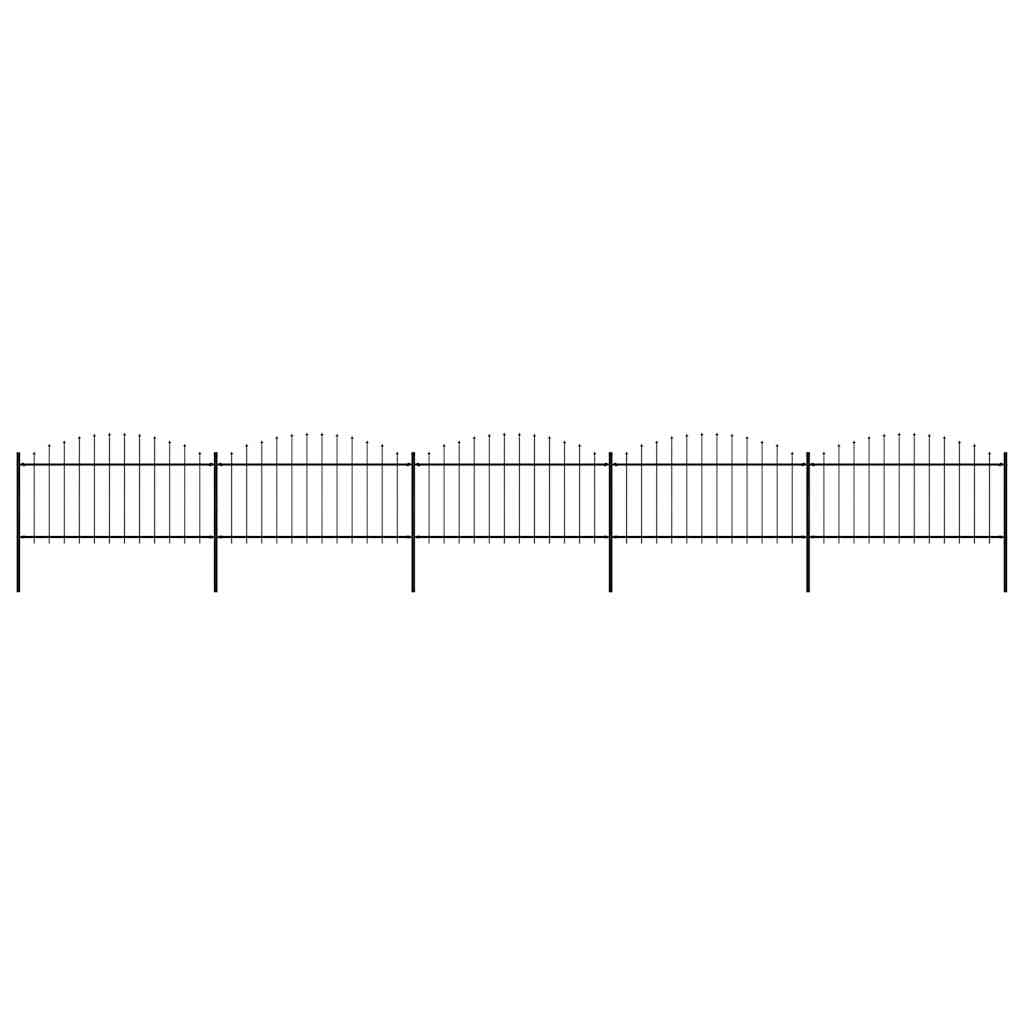 vidaXL Gartenzaun mit Speerspitze Stahl 892,5 x 150 cm Schwarz