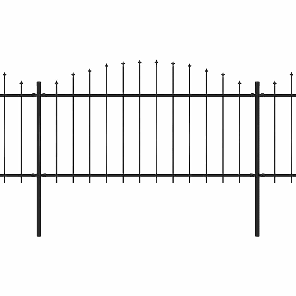 vidaXL Gartenzaun mit Speerspitze Stahl 892,5 x 150 cm Schwarz