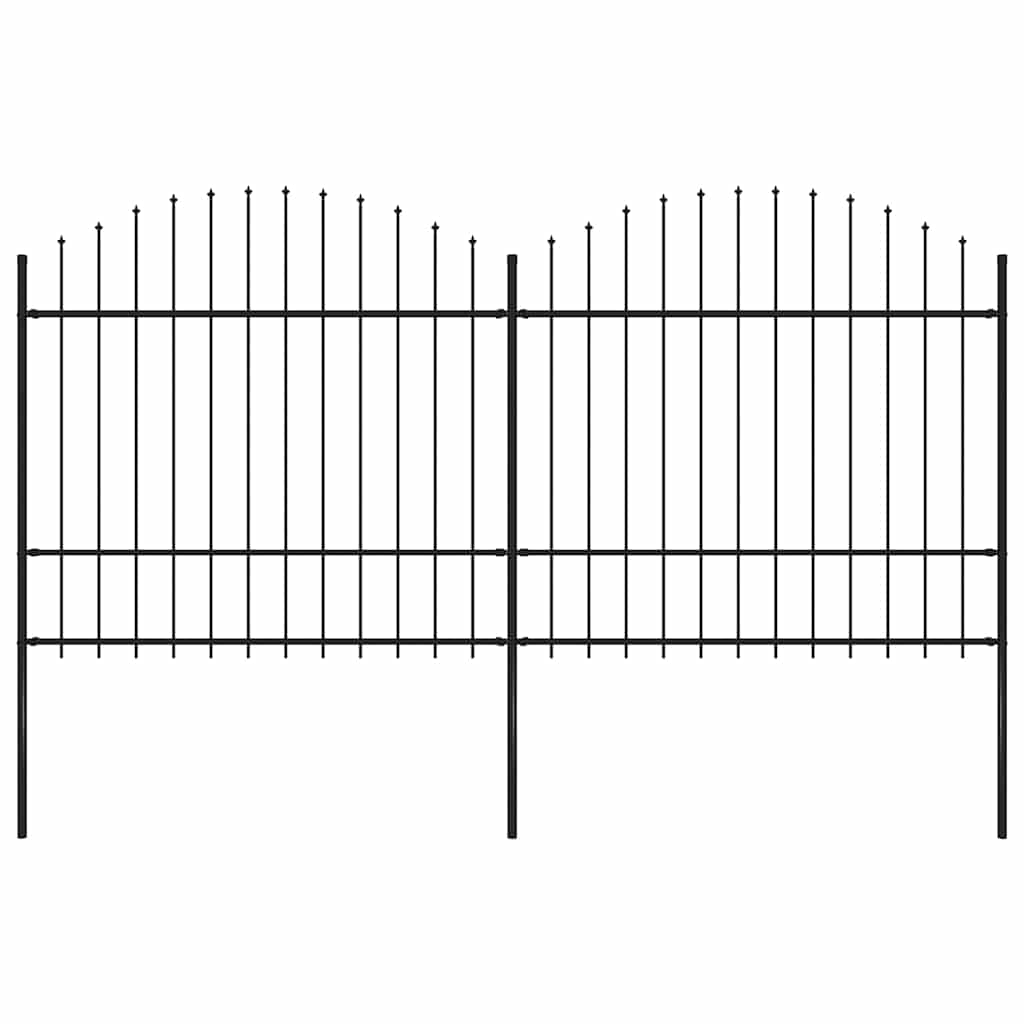 vidaXL Gartenzaun mit Speerspitze Stahl 359 x 175 cm Schwarz