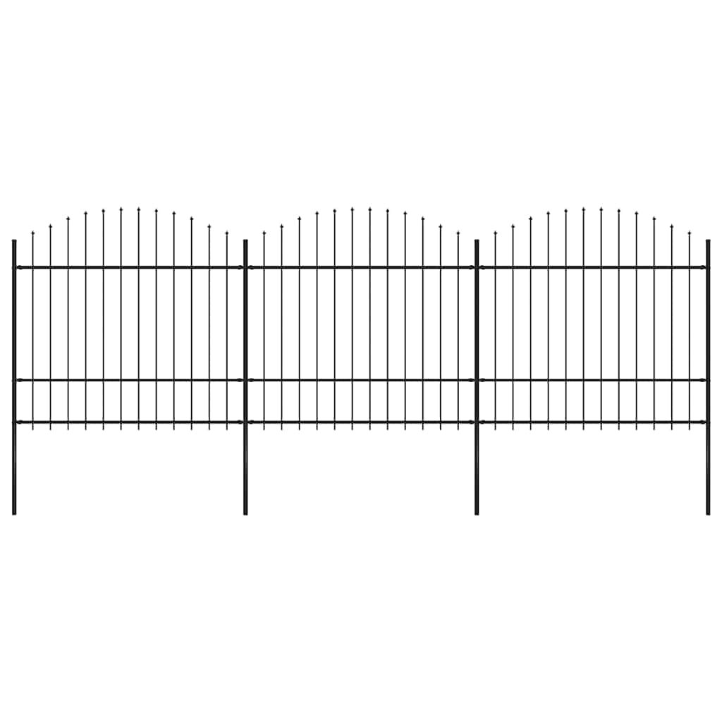 vidaXL Gartenzaun mit Speerspitze Stahl 537 x 175 cm Schwarz