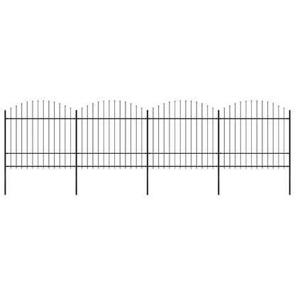 vidaXL Gartenzaun mit Speerspitze Stahl 714,5 x 175 cm Schwarz
