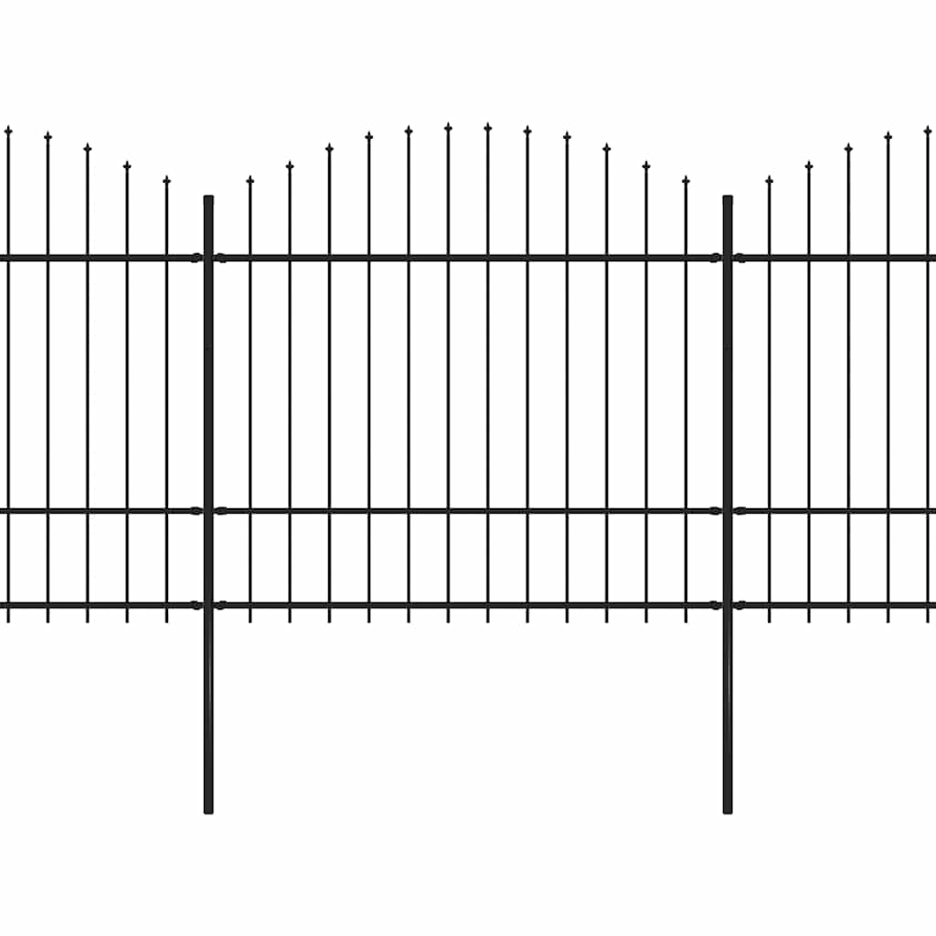 vidaXL Gartenzaun mit Speerspitze Stahl 714,5 x 175 cm Schwarz