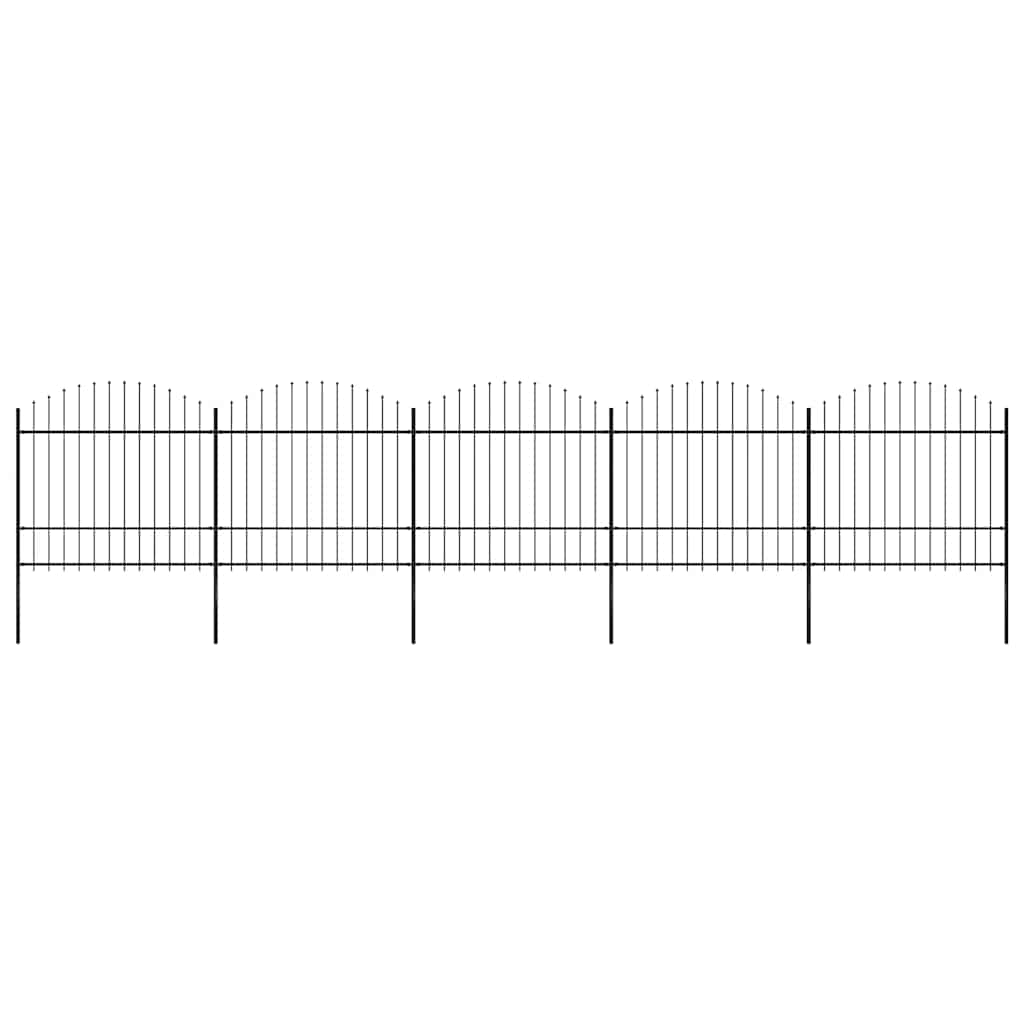 vidaXL Gartenzaun mit Speerspitze Stahl 892,5 x 175 cm Schwarz