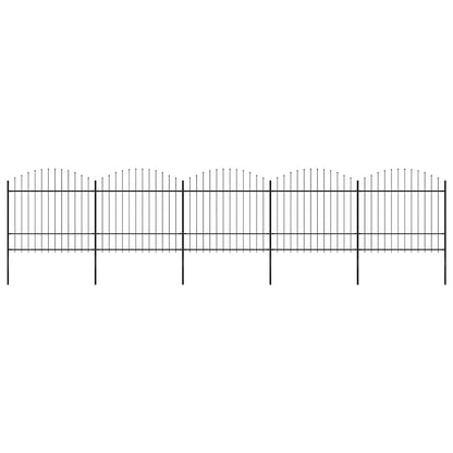 vidaXL Gartenzaun mit Speerspitze Stahl 892,5 x 175 cm Schwarz