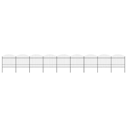 vidaXL Gartenzaun mit Speerspitzen Stahl (1,5 - 1,75) x 15,3 m Schwarz