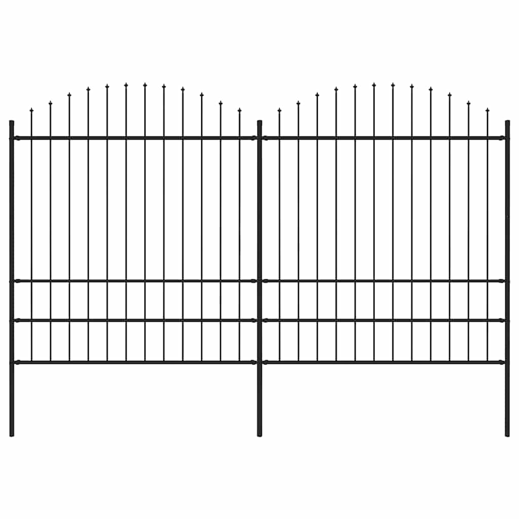 vidaXL Gartenzaun mit Speerspitze Stahl 359 x 200 cm Schwarz