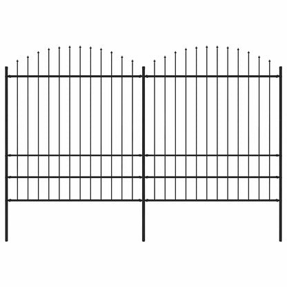 vidaXL Gartenzaun mit Speerspitze Stahl 359 x 200 cm Schwarz