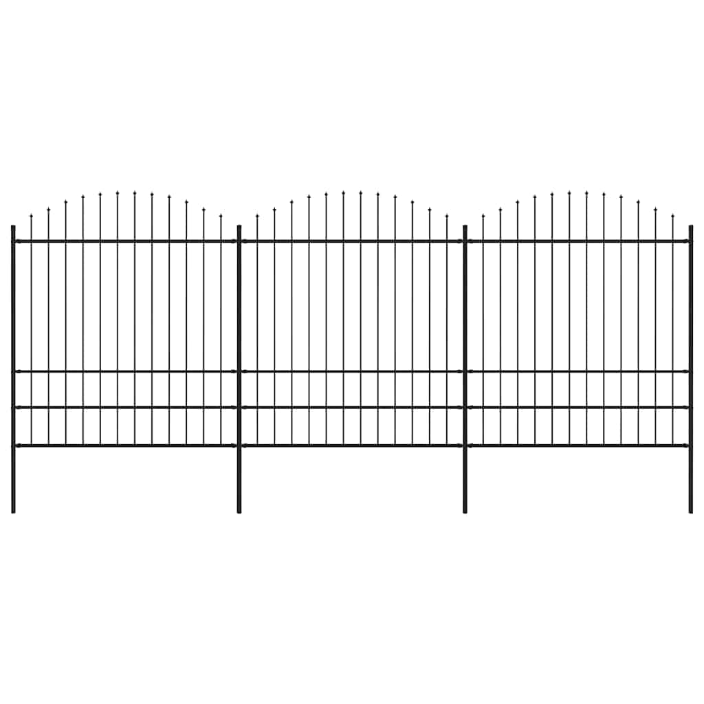 vidaXL Gartenzaun mit Speerspitze Stahl 537 x 200 cm Schwarz