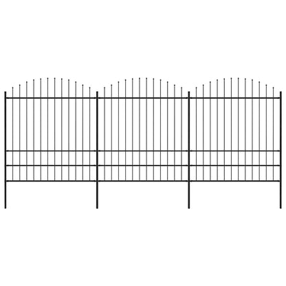 vidaXL Gartenzaun mit Speerspitze Stahl 537 x 200 cm Schwarz