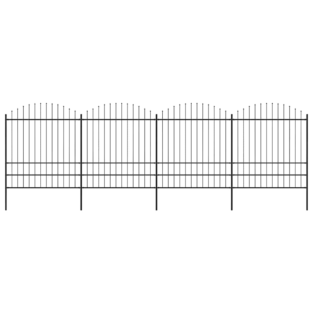 vidaXL Gartenzaun mit Speerspitze Stahl 714,5 x 200 cm Schwarz