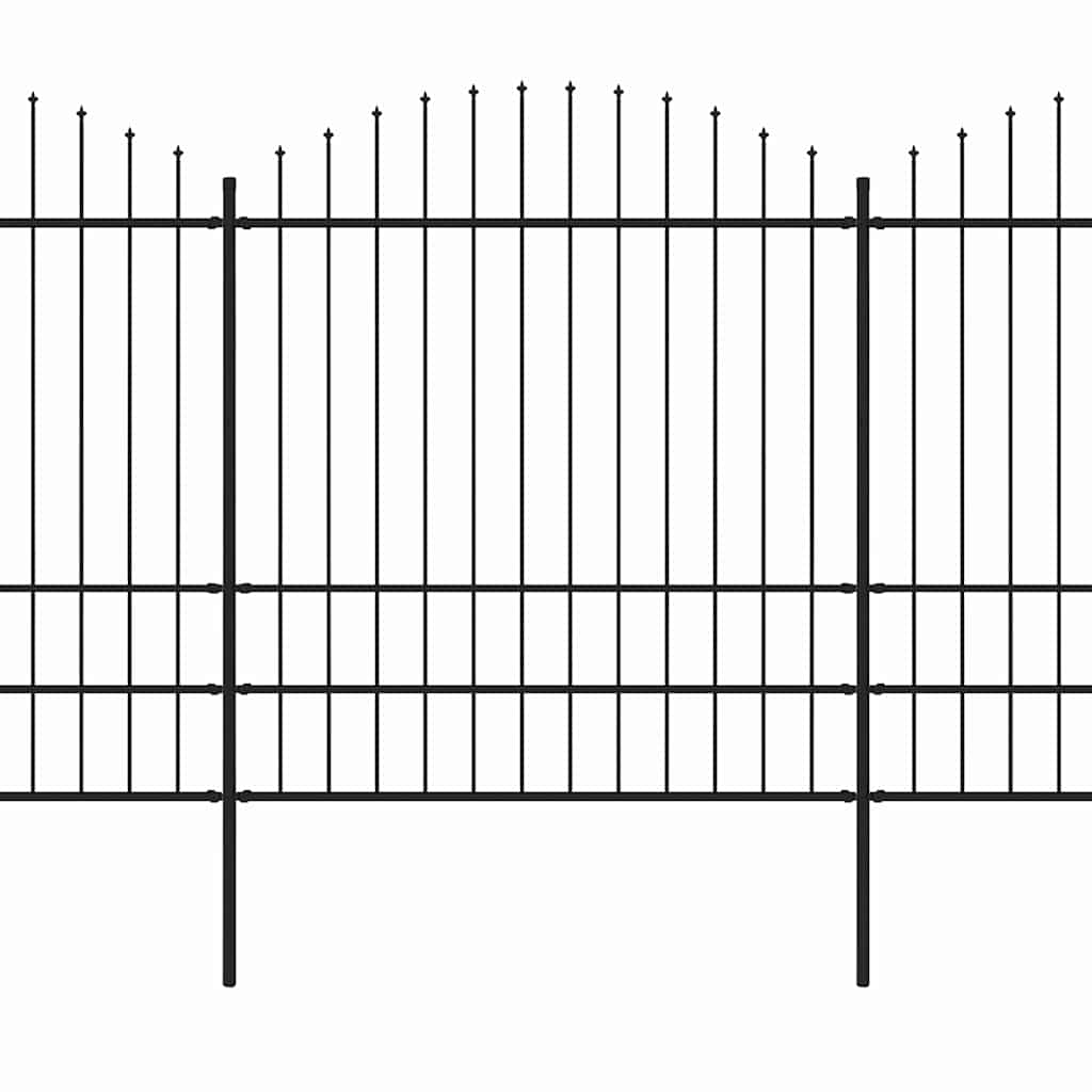 vidaXL Gartenzaun mit Speerspitze Stahl 714,5 x 200 cm Schwarz