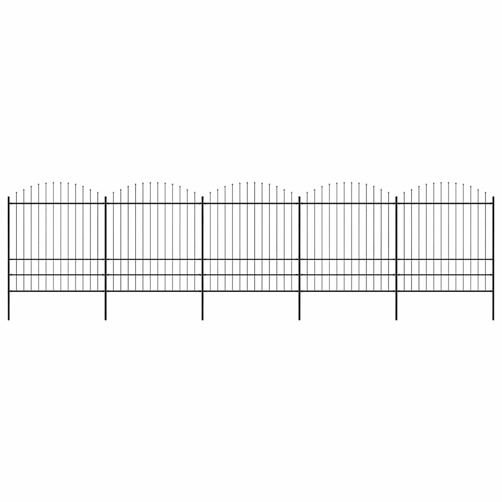 vidaXL Gartenzaun mit Speerspitze Stahl 892,5 x 200 cm Schwarz
