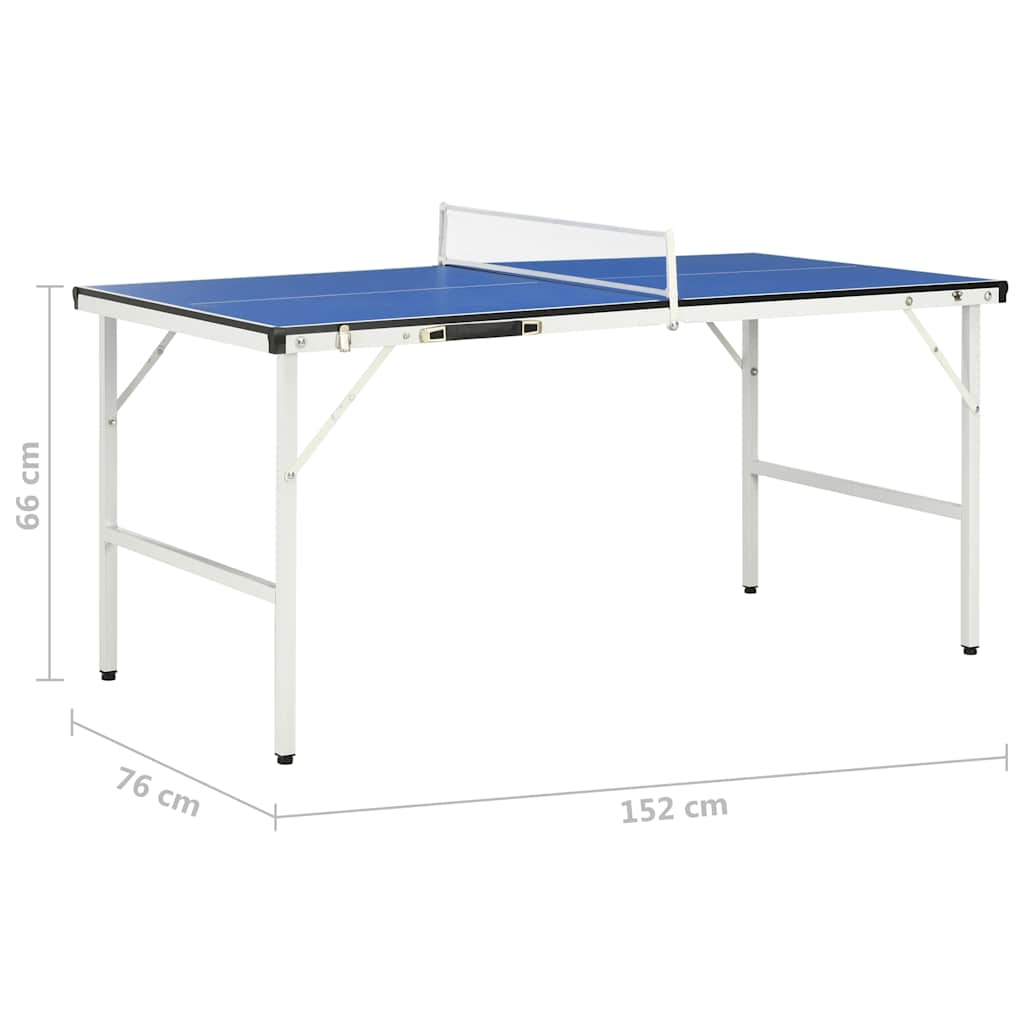 vidaXL 5-Fuß-Ping-Pong-Tisch mit Netz 152 x 76 x 66 cm Blau