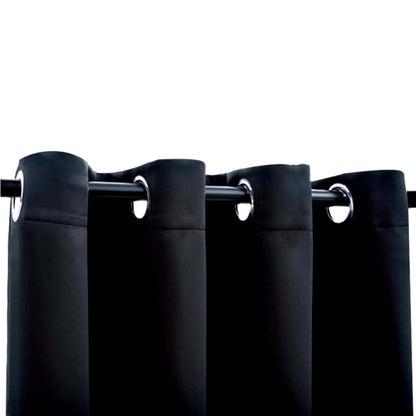 vidaXL Rideaux occultants avec œillets métalliques 2 pcs Noir 140x175 cm