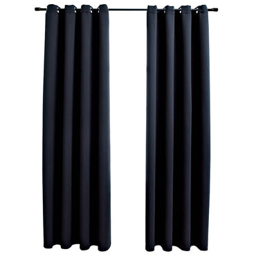 vidaXL Rideaux occultants à œillets 2 pcs Noir 140x225 cm