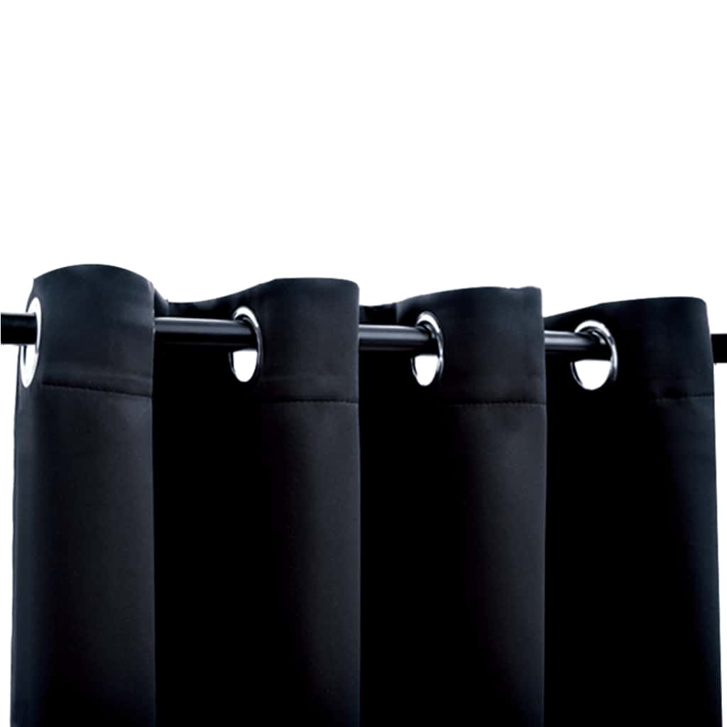 vidaXL Rideaux occultants à œillets 2 pcs Noir 140x225 cm