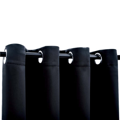 vidaXL Rideaux occultants à œillets 2 pcs Noir 140x225 cm
