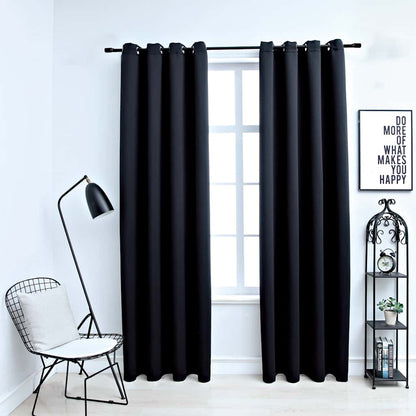 vidaXL Rideaux occultants à œillets 2 pcs Noir 140x245 cm
