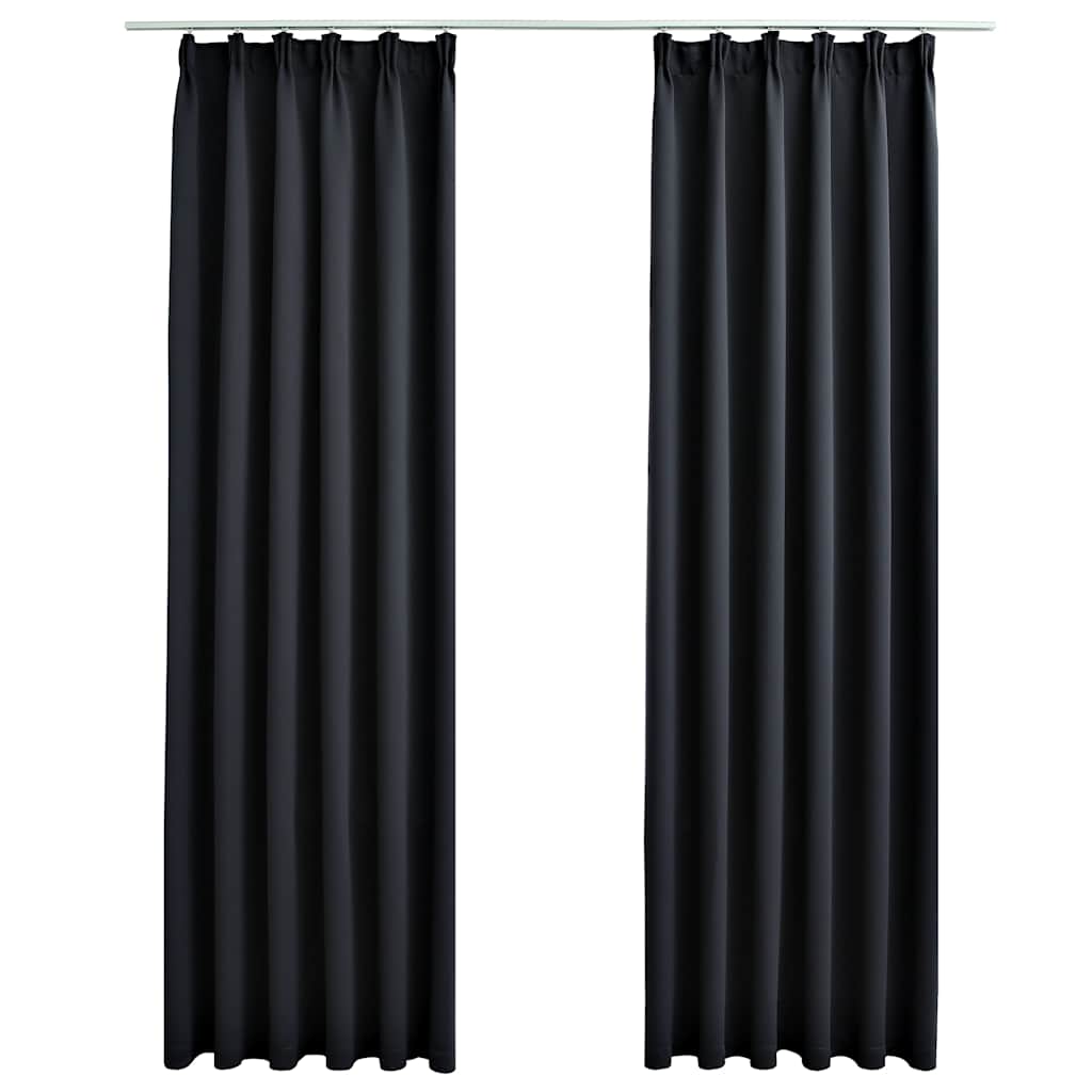 vidaXL Rideaux occultants avec crochets 2 pcs Noir 140x175 cm