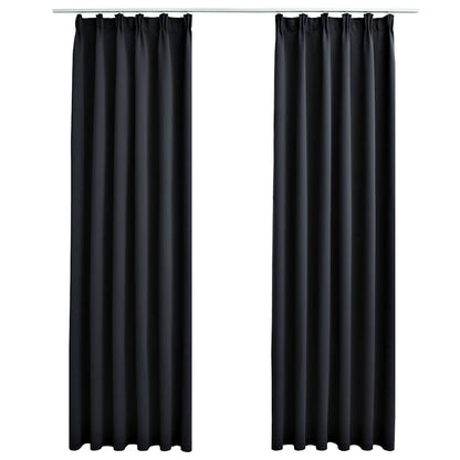 vidaXL Rideaux occultants avec crochets 2 pcs Noir 140x175 cm