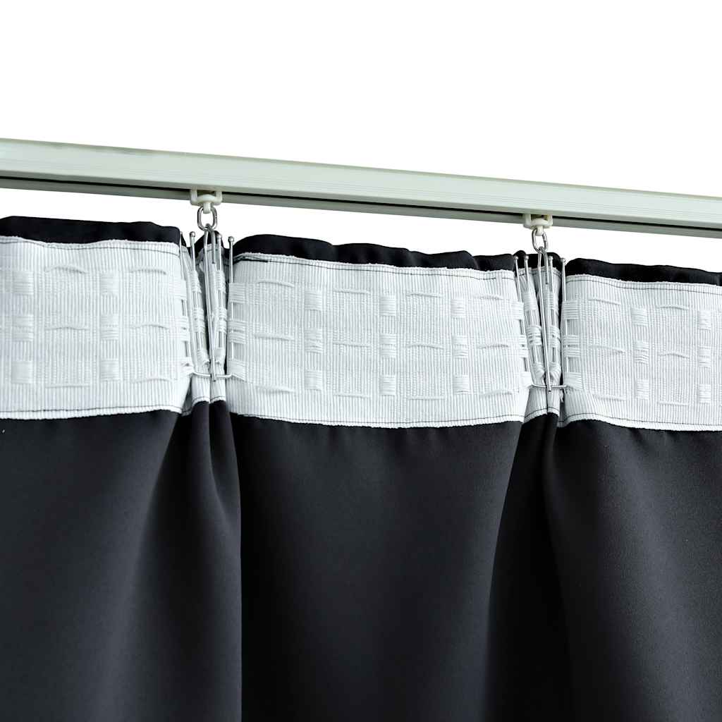 vidaXL Rideaux occultants avec crochets 2 pcs Noir 140x175 cm