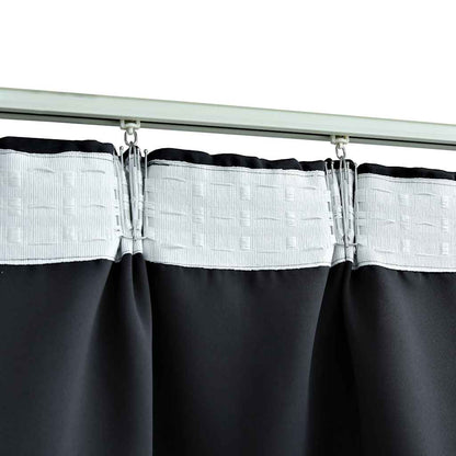 vidaXL Rideaux occultants avec crochets 2 pcs Noir 140x175 cm