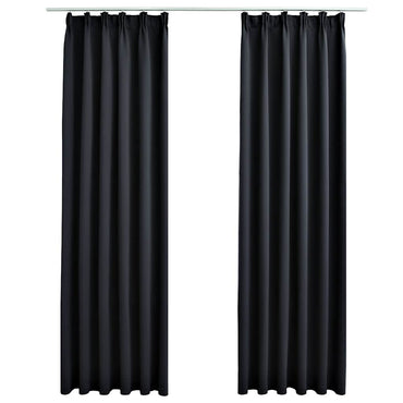 vidaXL Rideaux occultants avec crochets 2 pcs Noir 140x225cm