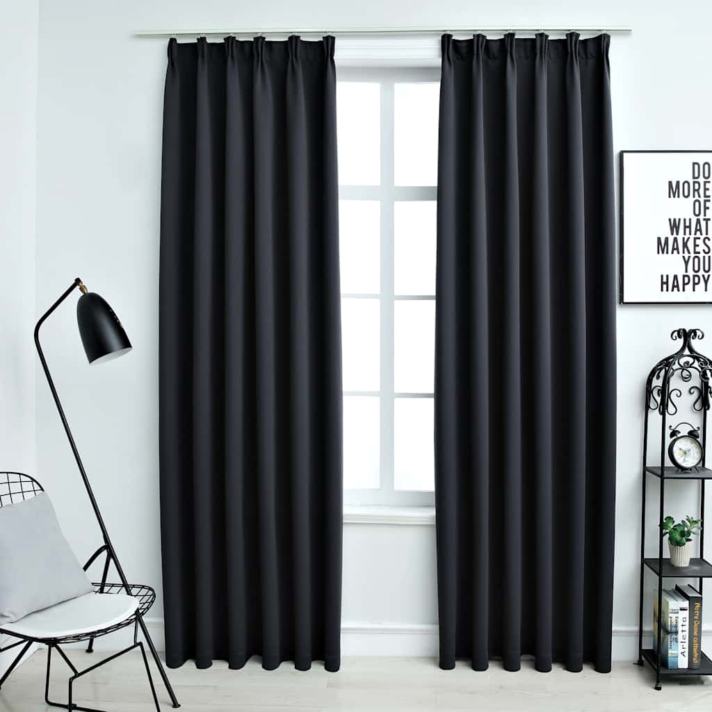 vidaXL Verdunkelungsvorhänge mit Haken 2 Stk. Schwarz 140x245cm